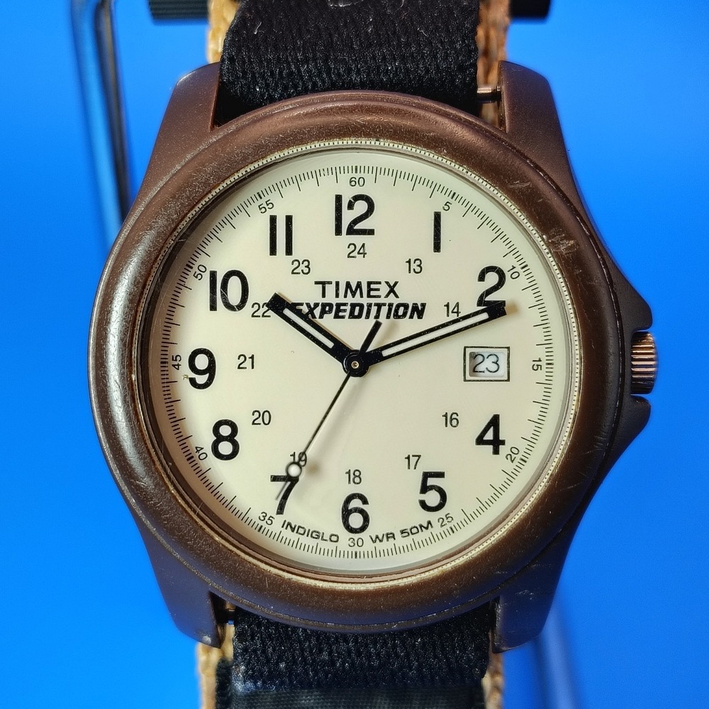 Vintage 2007 Timex Expedition Indiglo Date 30mm Mens Quartz Field Watch Restore